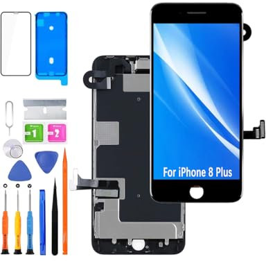 HLYGZX Pantalla LCD de repuesto para iPhone 8 Plus, pantalla táctil FHD, marco digitalizador, montaje con auriculares, cámara frontal, sensor de proximidad, adhesivo impermeable, kit de reparación