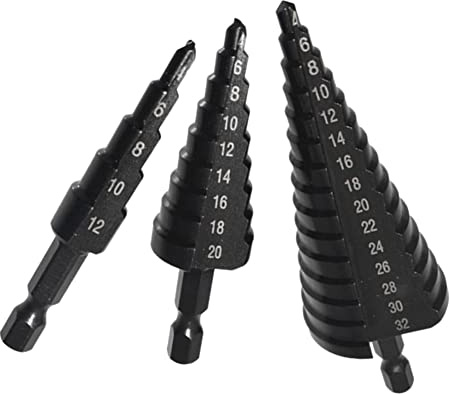 Junterone Step Drill Bit 4-12/20-32Mm Nirtird Coated Wood Metal Drilling Tool Metal Hole Cutter Step Cone Drill Bit