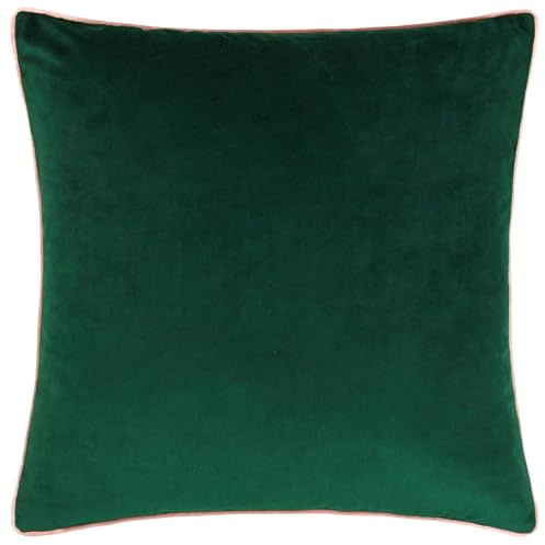 furn. Meridian Polyester Filled Cushion (Emerald/Blush - 45 x 45cm) | Soft velvet cushion with contrast piping and polyester filling. 45 x 45cm. Ready to style.