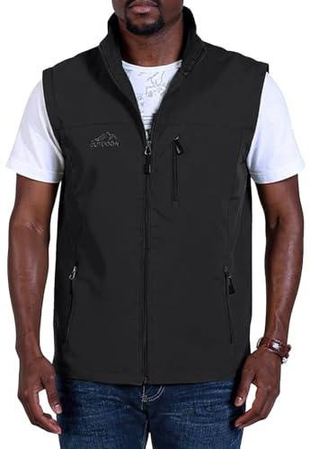 SOOUICKER Weste Herren Outdoor Tactical Übergangsjacke Ärmellos Arbeitsweste Vintage Jagd Outdoorjacke Ohne Ärmel Westen Stehkragen