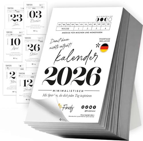 Finoly Tageskalender 2026 Abreißkalender Jan 2026 Dez 2026 (12 Mon)