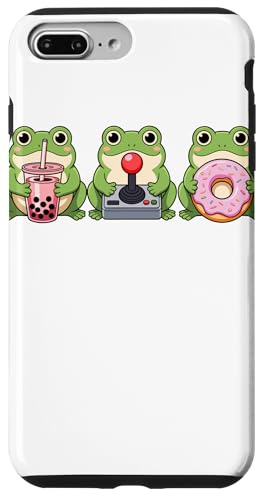 Kawaii Frogs Milk Tea Video Game Donut Frog Case for iPhone 7 Plus/8 Plus