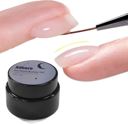 ADHERE 25g Gel Constructor Cristal Hielo-Luna - Multiuso: Pegamento para Estrás & Gel de Extensión Profesional para Uñas, para Engrosar, Esculpir, Alargar Uñas, Se necesita una lámpara de LED/UV