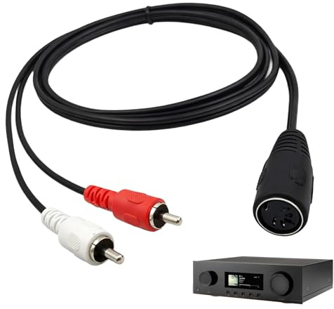 Quvxzy 5-Poliger DIN-Mutter zu 2x RCA Adapter Kabel, 1.5m Hochwertiges Audiokabel Cinch für CD-Player, Verstärker, Plattenspieler – 5 Polig Stecker Adapter