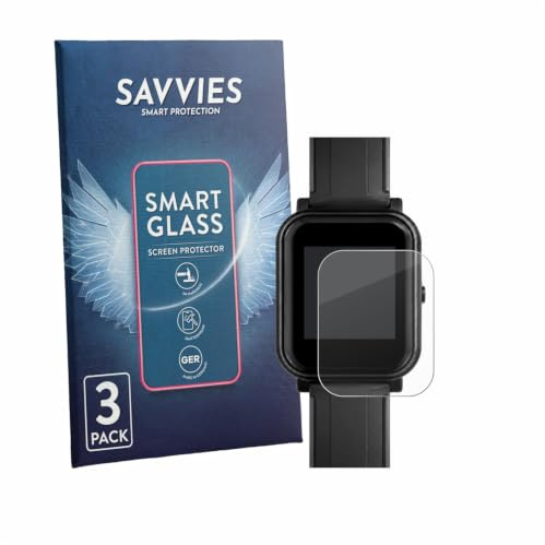 Savvies Schutzglas für Bangle.js 2 | 3 Stück Transparenter Displayschutz Made in Germany Panzer Schutz Glas 9H Schutzfolie HD Klar Blasenfrei Einfache Montage