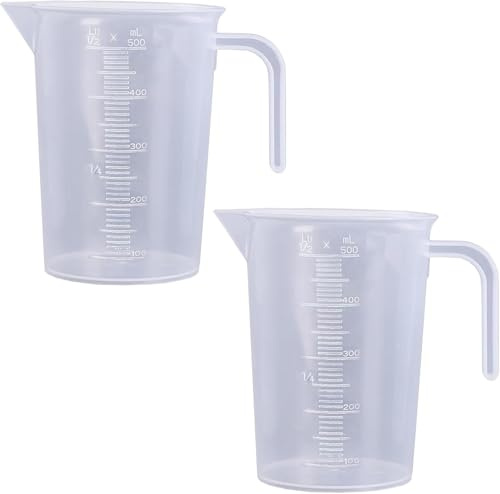 JOZMMZEOOA 2pcs 500ml Plastic Measuring Jug, Large Graduated Measuring Jugs with Easy Pour for Baking, Mixing & Kitchen