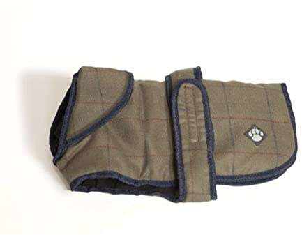 Danish Design Green Tweed Padded Lining Full Chest Protection Showerproof Dog/Puppy Coat 28 Inch 70 cm