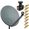 Premium X Satelliten-Komplettanlage 80cm Satellitenschüssel ALU Anthrazit Satellitenantenne Quad LNB F-Stecker, SAT bis 4 Teilnehmer