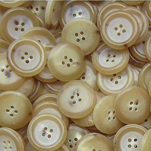 Knopfparadies - 5er Set Klassische helle Vierloch Horn Knöpfe/blond, beige meliert/echtes Büffelhorn/Ø ca. 23mm