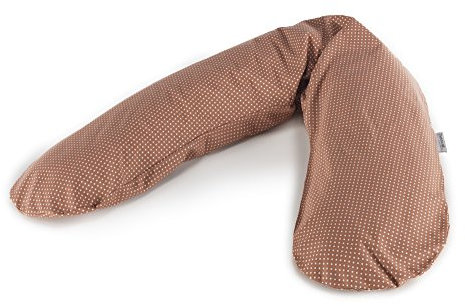 Theraline Das Original Schwangerschaftskissen & Stillkissen 190cm – Seitenschläferkissen Stillkissen Perlen – inkl Stillkissenbezug Punkte Marsala
