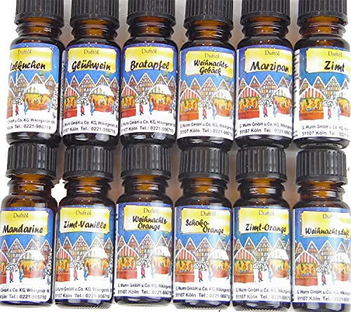 osters muschel-sammler-shop 12 Set Weihnachts/Winter DUFTOEL Duftoel Raumduft mit verschiedenen Duftsorten