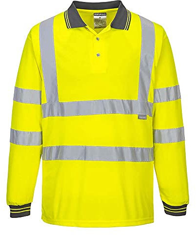 Portwest S277 Comfortable Reflective Hi-Vis Polo Shirt L/S Yellow, 6X-Large