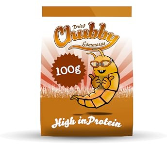 Chubby Mealworms Dried Gammarus Shrimp (100g), Siberian Shrimps for Fish, High Protein, Ideal Koi & Aquarium Fish Food, Shrimps Food for Pond Fry, Reptiles, Young Turtles & Terrapins