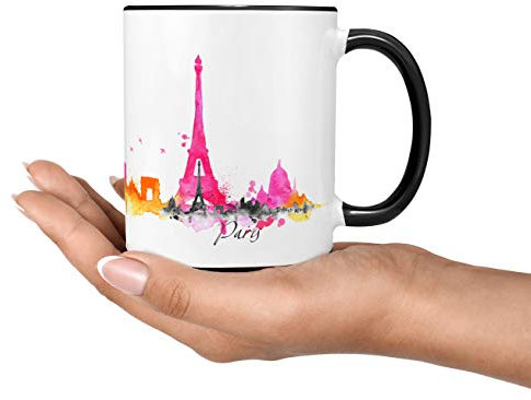 Sunnywall Paris Stadt Städte-tasse Skyline Tasse mug cup Kaffeetasse Geburtstagsgeschenk gratis Geschenkkarte (Paris Tasse)
