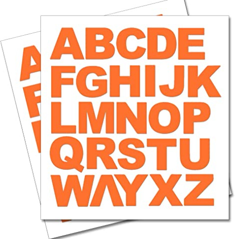 2 x Set of Full Alphabet Giant Orange Letters - Removable Self Adhesive Waterproof Durable Vinyl Stickers - Cut to The Sticker Shape - Size 100mm