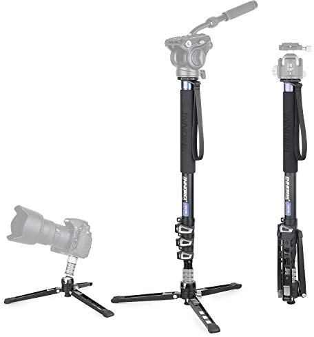 Monopiede video professionale INNOREL VM70K Base treppiede rimovibile e supporto monopiede flessibile per videocamere telescopiche DSLR NON includono testa, solo monopiede