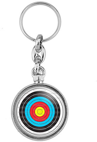 BADGMANIA Porte Clés Métal 2 faces Cible Tir a l'Arc Archerie Militaire Tireur Chasse Logo 33mm