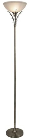 Linea Deckenfluter, Antik Messing Stehleuchte/Säure Glas Antique Brass plattiert