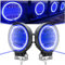 2 x 96 W LED-Arbeitsscheinwerfer, 12.7 cm Halo-Ring, Scheinwerfer, blaue LED-Lichter, Flutlicht, Kombi-Lichter, Offroad-Fahren, Nebelscheinwerfer, 12 V, 24 V, 9600 lm, Boot, LKW