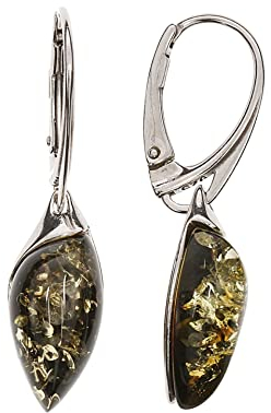 Bernstein Ohrringe von Artisana-Schmuck, grüne Ohrhänger aus Bernstein und 925 Sterlingsilber rhodiniert