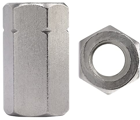 OPIOL QUALITY® Sechskantmuttern 3 d hoch M12 DIN 6334 aus Edelstahl A2 V2A (2 Stück) Gewindemuffen Langmuttern Mutter Verlängerungsmutter Sechskant Gewindemuttern
