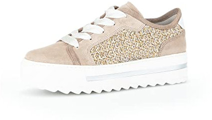 Gabor Damen Low-Top Sneaker, Frauen Halbschuhe,Wechselfußbett,Moderate Mehrweite (G),Freizeitschuhe,Turnschuhe,Natur/Silber/oasi,40 EU / 6.5 UK