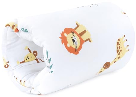 Stillkissen klein Breastfeeding und Nursing Pillow für unterwegs 20 cm - Stillmuff Armkissen und Lagerungskissen Baby Arm Still Kissen aus weicher Baumwolle Safari Weiß