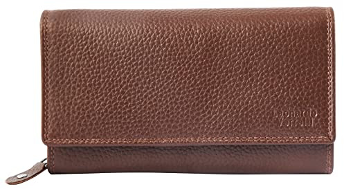 LEONARDI VERRELLI Damen-Geldbörse Leder RFID Querformat 9 x 17 cm 3000434 (braun)