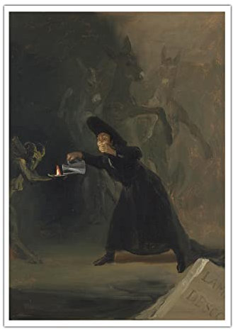 Berühmte Gemälde Die Teufelslampe von Francisco De Goya Klassische Kunst Poster Druck auf Leinwand Bilder für Esszimmer Dekor 45x30cm rahmenlos
