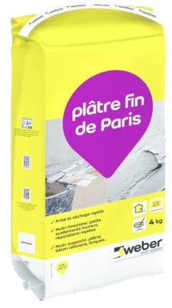 WEBER Plâtre fin de Paris, 4kg, pour travaux en intérieur