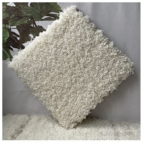 10 Pieces Interlocking Carpet Tiles, Soft Shaggy Plush Foam Mats, Fluffy Area Rugs, Anti-slip Carpet, Play Mat For Home Living Room Bedroom(Color:Beige)