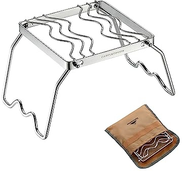 Campingmoon Mini Folding Campfire BBQ 304 Stainless Steel Grill Racks with Legs and Carrying Bag