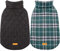 Kuoser Hundemantel Winter für Mittelgroße Hunde - Fleece Wasserdicht und Warm, Outdoor Hundejacke Mit Geschirr Loch, Karierte Wendejacke, M