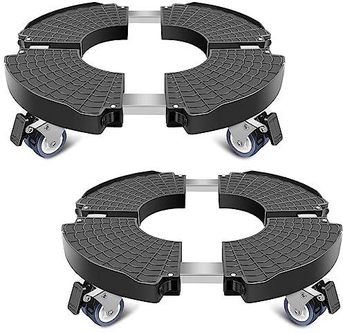 Linkax Lot de 2 roulettes pour plantes Ø 35-48 cm, planche à roulettes pour plantes jusqu'à 150 kg, soucoupe, pot de fleurs, grand pot de fleurs, support de parasol, poubelle, citerne d'eau, casier à