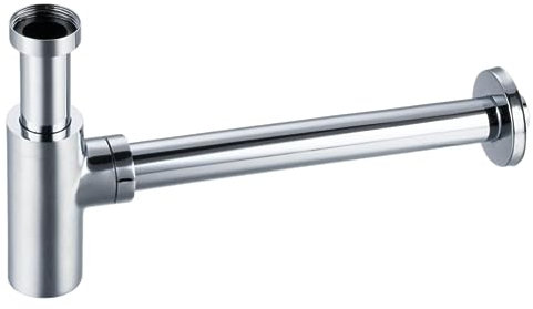 Balneo Waschbecken Siphon Universal - Abflussgarnitur Waschbecken Messing G1 1/4 x 32 mm - Sifon Waschbecken Bad Röhrensiphon - Syphon Badezimmer Waschbecken Rohr, Rund Chrom