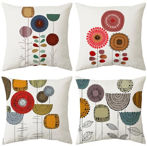 Bestash Kissenbezug 45x45 4er Set Kissenbezüge Samtkissen Kissenbezug Modern Zierkissen Sofakissen Dekokissen für Wohnzimmer Sofa Schlafzimmer(Blume)