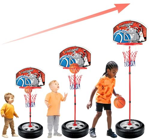 Xwin Adjustable Junior Basketball Hoop with Ball Portable Basketball Hoop for Kids Teenagers Youth and Adults with Large Base Stand Goals Indoor Outdoor Play