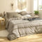 Freyamy Böhmen Bettwäsche 135x200cm 2teilig Khaki Quaste Fransen Boho Chic Bettwäsche Gewaschene Microfaser Bettwaren-Sets Bohemian Luxus Mädchen Bettbezug mit Reißverschluss und Kissenbezug 80x80cm