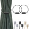 Milaloko 2 Pack Sangles Magnétiques Puissantes pour Rideaux avec Cordon Torsadé Plus épais Sangles Décoratives pour Rideaux, Noir