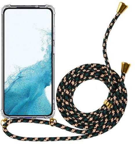 Verco Handykette für iPhone 14 Pro Max Hülle, Schutzhülle mit Kordel für iPhone 14 Pro Max Hülle mit Band 2. Generation Case Halskette zum umhängen, Grün Camouflage