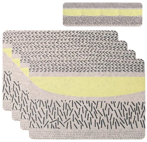 Casaido Platzset Filz,Placemat,4er Tischset,4er Filzuntersetzer,Tischsets Abwaschbar Platzsets aus Filz,Hitzebeständig rutschfest Platzdeckchen Tischunterlage