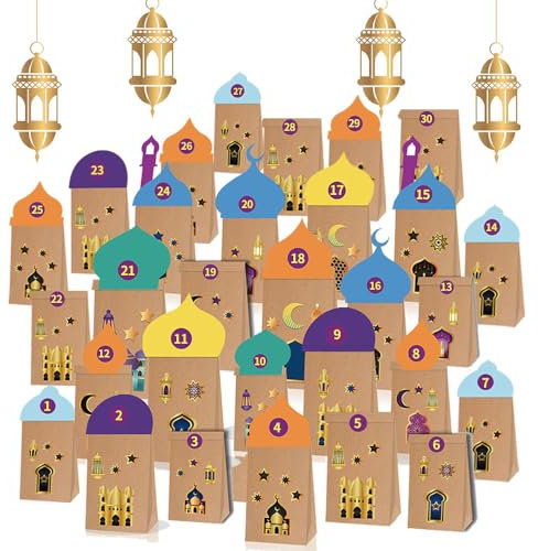 Diy Ramadan Kalender Zum Befüllen,Ramadan Ralender 30 tüten,Ramadan Adventskalender Kinder,Ramadan Tüten Zum Befüllen,Ramadan Mubarak Kalender,Ramadan Geschenk Tüten,Ramadan Kalender Bastelset(B)