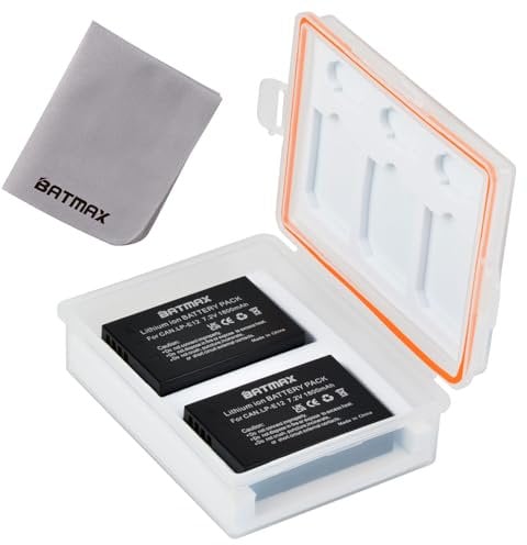 Batmax 2X LP-E12 Battery with Battery Storage Case Compatible with Canon EOS M50 M100 100D EOS M EOS M2 EOS M10 EOS M200 EOS Rebel SL1 Camera Batteries