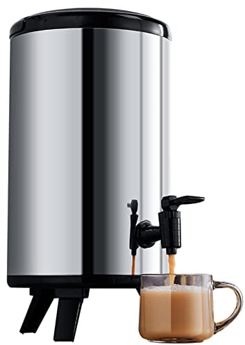 Generic Dispensador de bebidas frías y calientes, acero inoxidable de gran capacidad, aislado con grifo para té con leche, leche de soja, café y té, perfecto para uso comercial