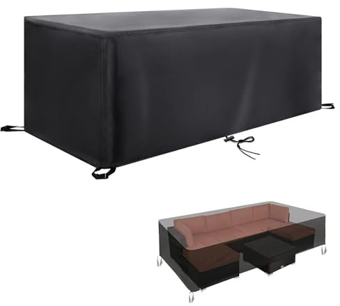 HYFBH Gartenmöbel Abdeckung Wasserdicht, 300x210x100cm/LxWxH Abdeckung für Gartenmöbel Wasserdicht Staubfest, Abdeckplane Gartenmöbel Winddicht Anti-UV, Rechteckig Schutzhülle Gartenmöbel