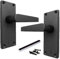 Victorian Straight Handle Latch Door Handles, Pair Matt Black 120mm x 42mm Backplate, Interior Wooden Doors