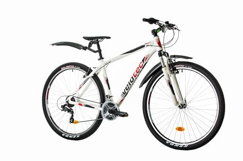 Multibrand Distribution Probike PRO 29 Zoll Fahrrad Mountainbike 21 Gang, Herren, Damen geeignet ab 175-190 cm (weiß Rot)
