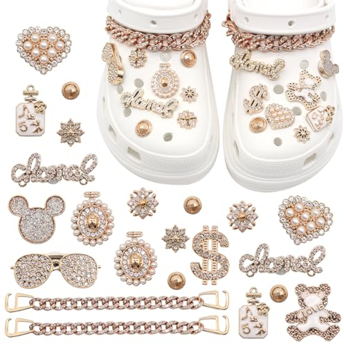 Wondora Schuhanstecker Anstecke Set, PVC Schuh Charms, Kinder Shoe Charms, Perle Schuhanhänger, Diamante Schuh Schmuck für Mädchen, Jungen, Kinder