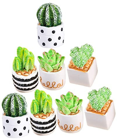 KOMBIUDA 8 Stück Miniatur-künstliche Sukkulenten Kleine Topfpflanzen Deko-Ornamente Gemischte Stile Für Puppenhaus