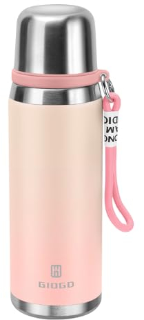 Stainless Steel Flask with Cup 700ml/23.6oz Vacuum Insulated Thermo Bottle Keep hot and Cold Water Bottles Coffee flasks.£¨Gradient Pink£©
